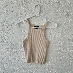 tan ribbed high neck tank
